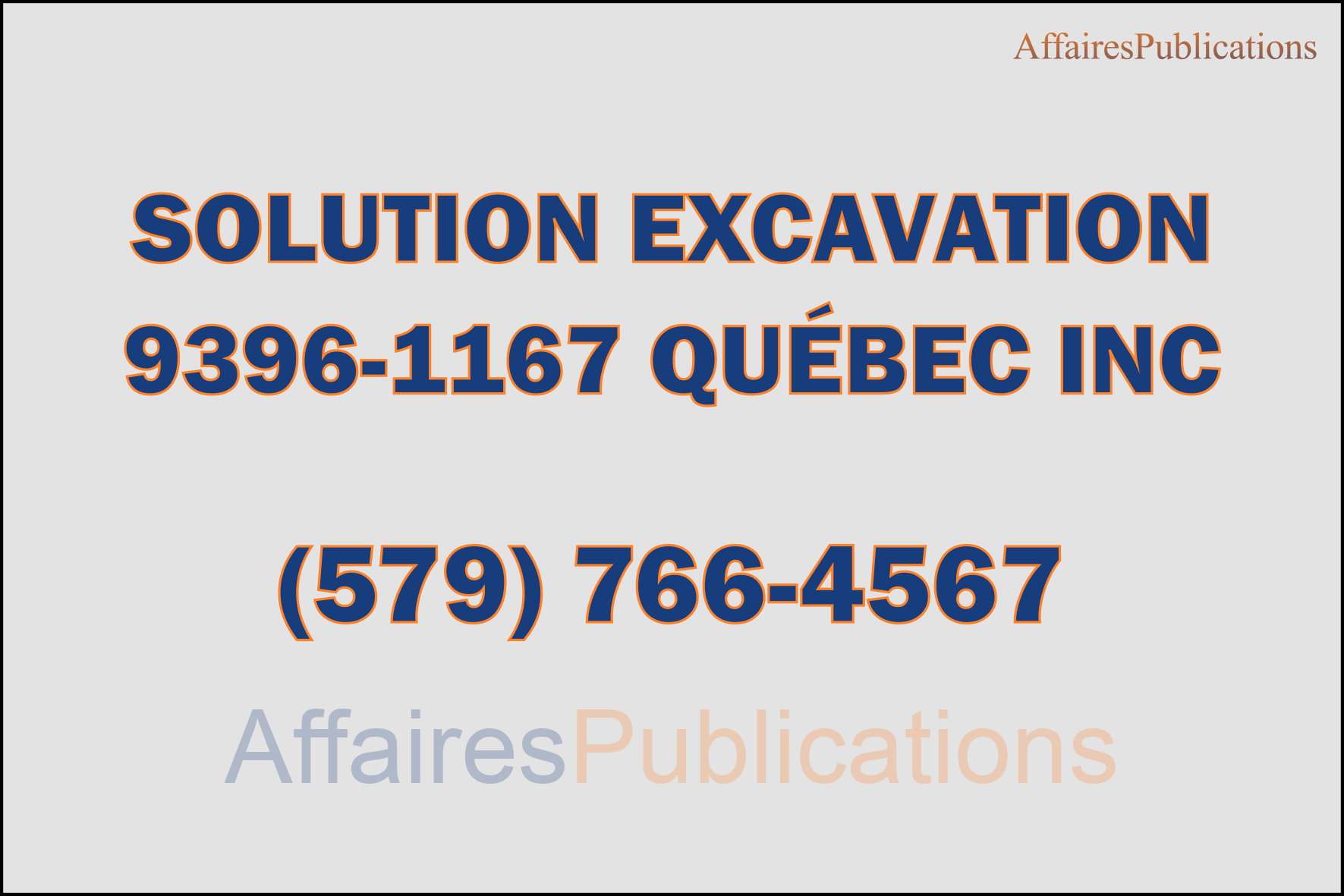 SOLUTION EXCAVATION 9396-1167 QUÉBEC INC