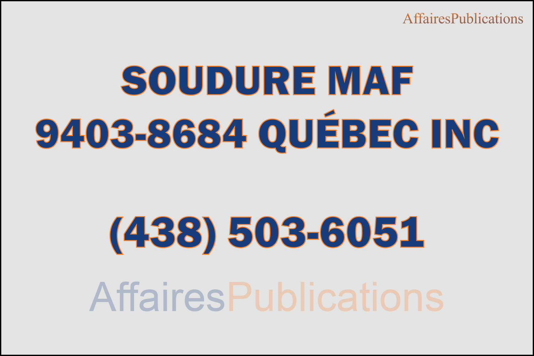 SOUDURE MAF 9403-8684 QUÉBEC