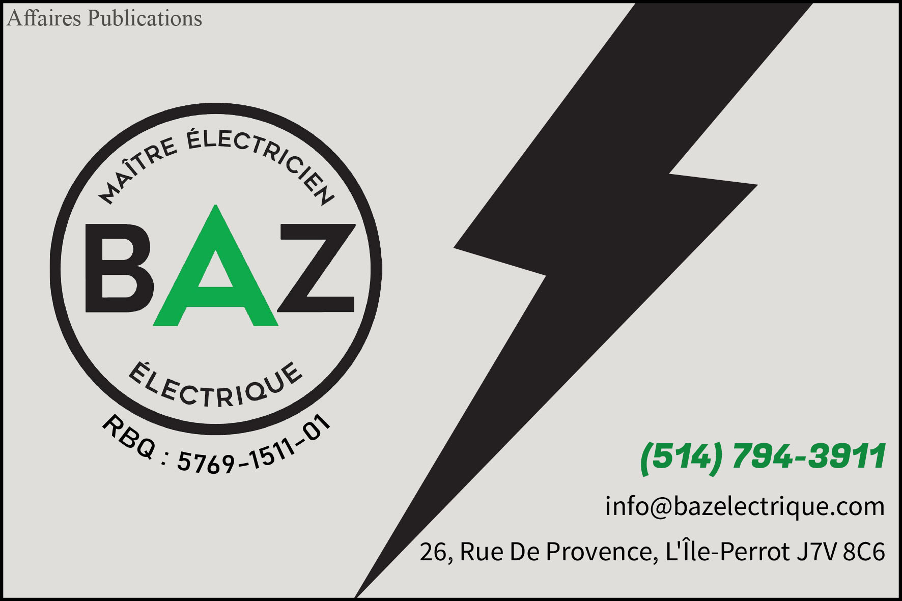 BAZINET ÉLECTRIQUE INC
