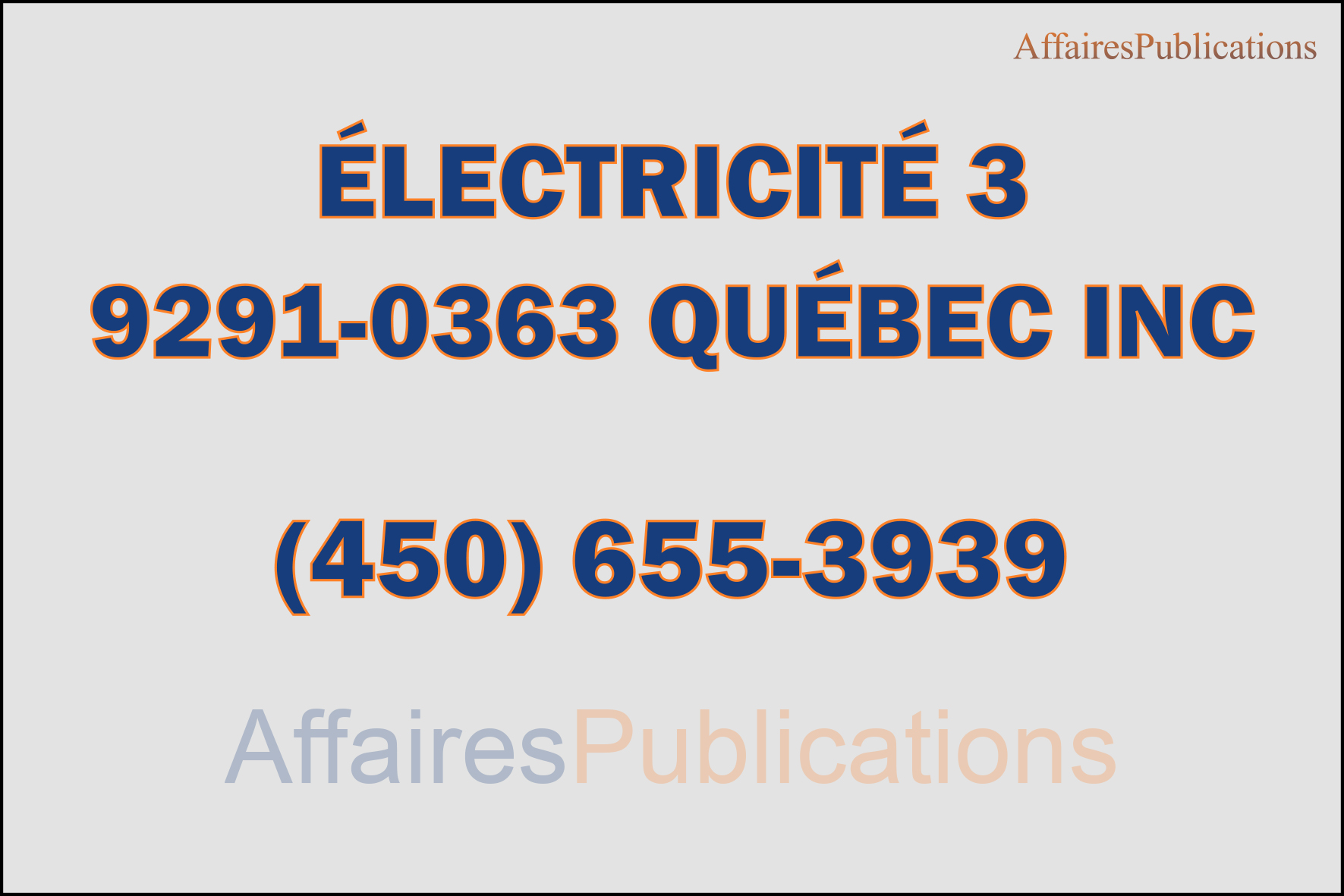 ÉLECTRICITÉ 3  9291-0363 QUÉBEC INC
