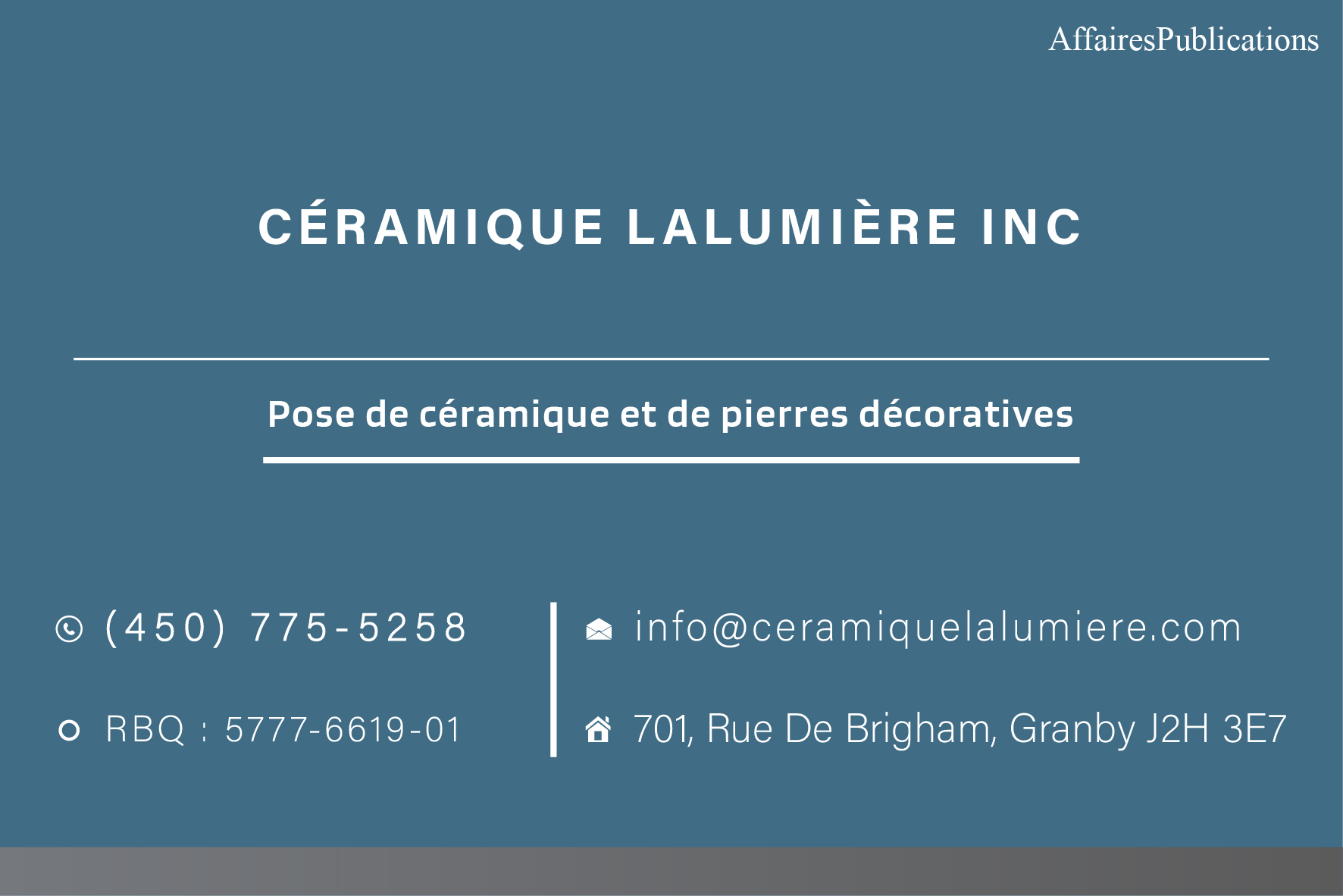 CÉRAMIQUE LALUMIÈRE INC