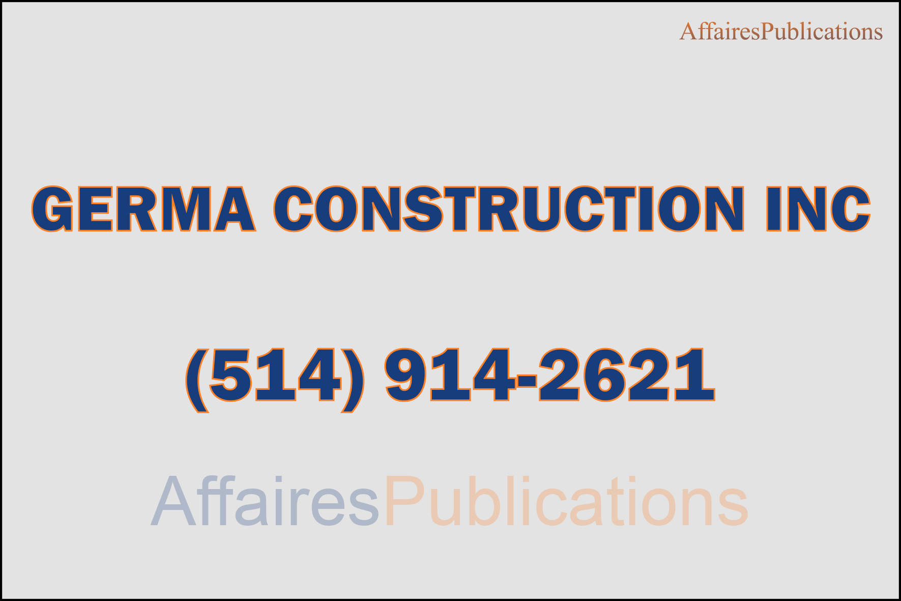 GERMA CONSTRUCTION INC