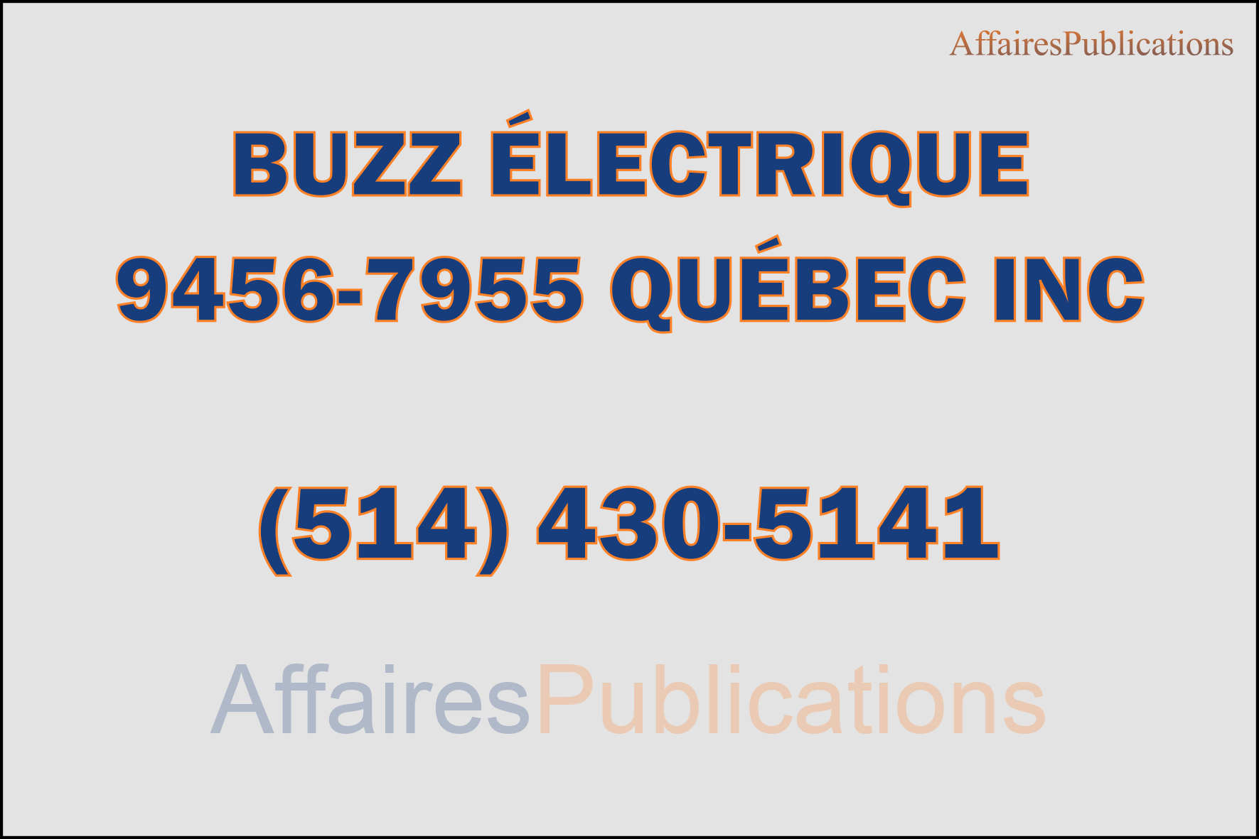 BUZZ ÉLECTRIQUE 9456-7955 QUÉBEC INC