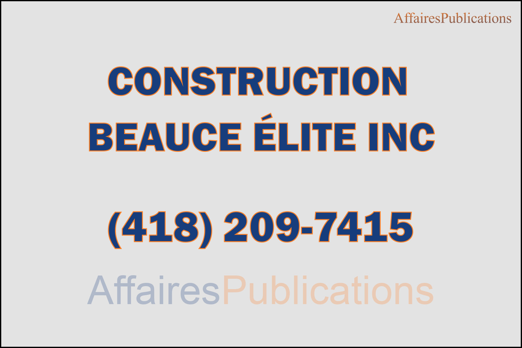 CONSTRUCTION BEAUCE ÉLITE INC
