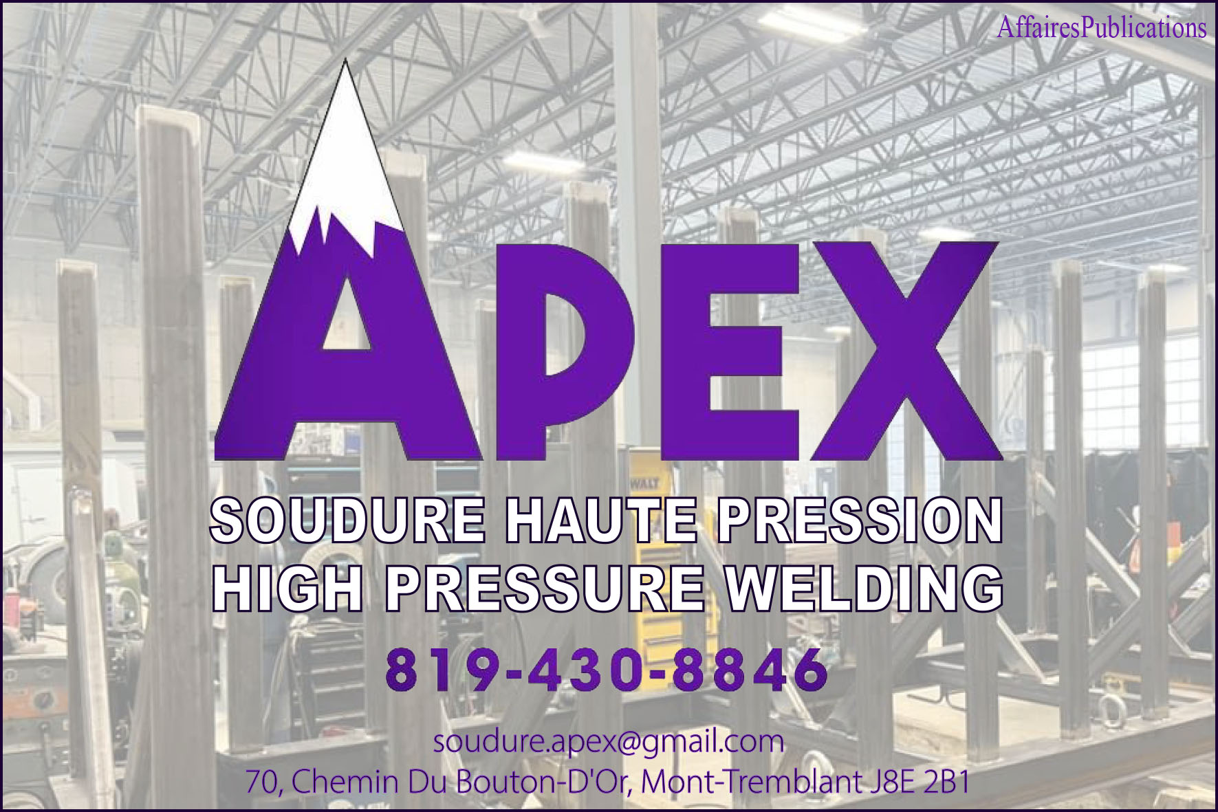 APEX SOUDURE HAUTE PRESSION