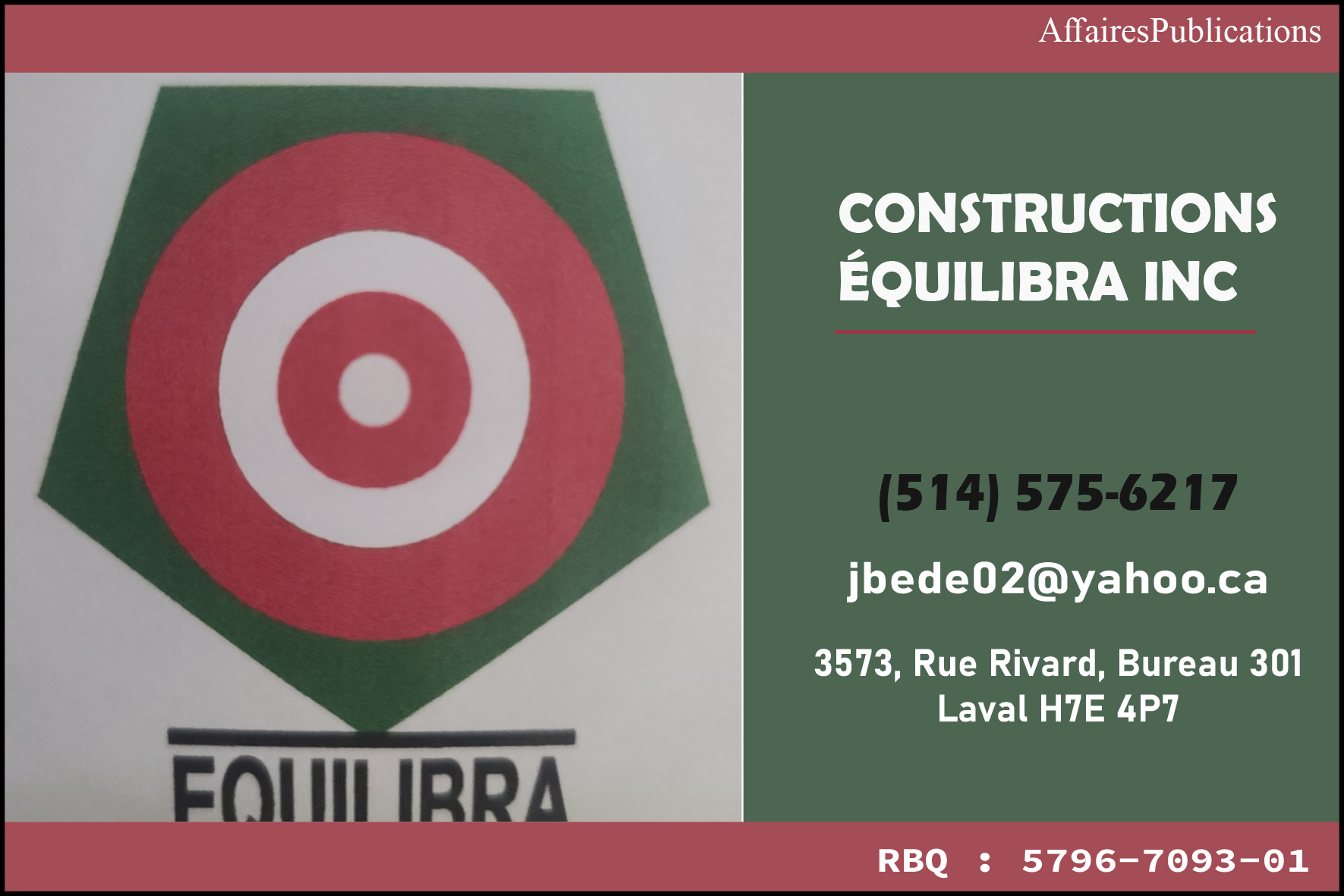 CONSTRUCTIONS ÉQUILIBRA INC
