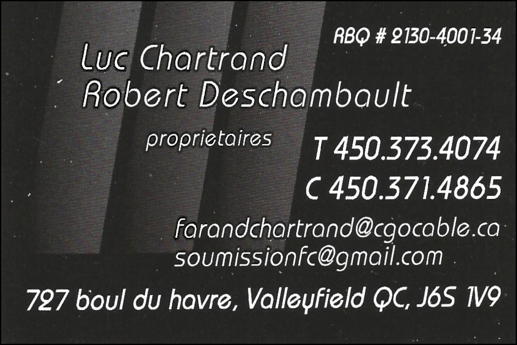 Verso carte de visite