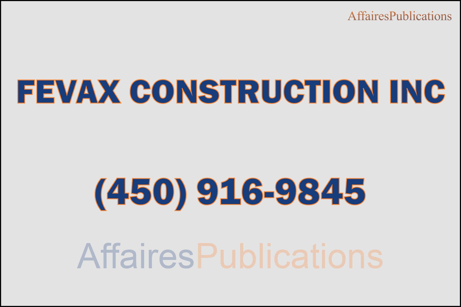 FEVAX CONSTRUCTION INC