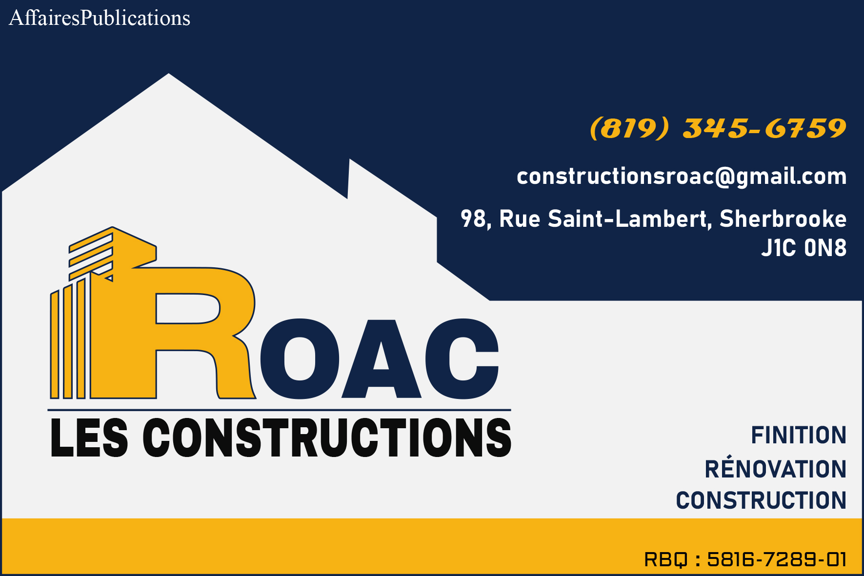 LES CONSTRUCTIONS ROAC INC