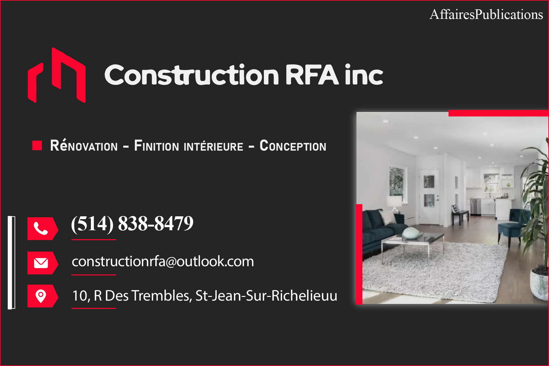 CONSTRUCTION R.F.A INC