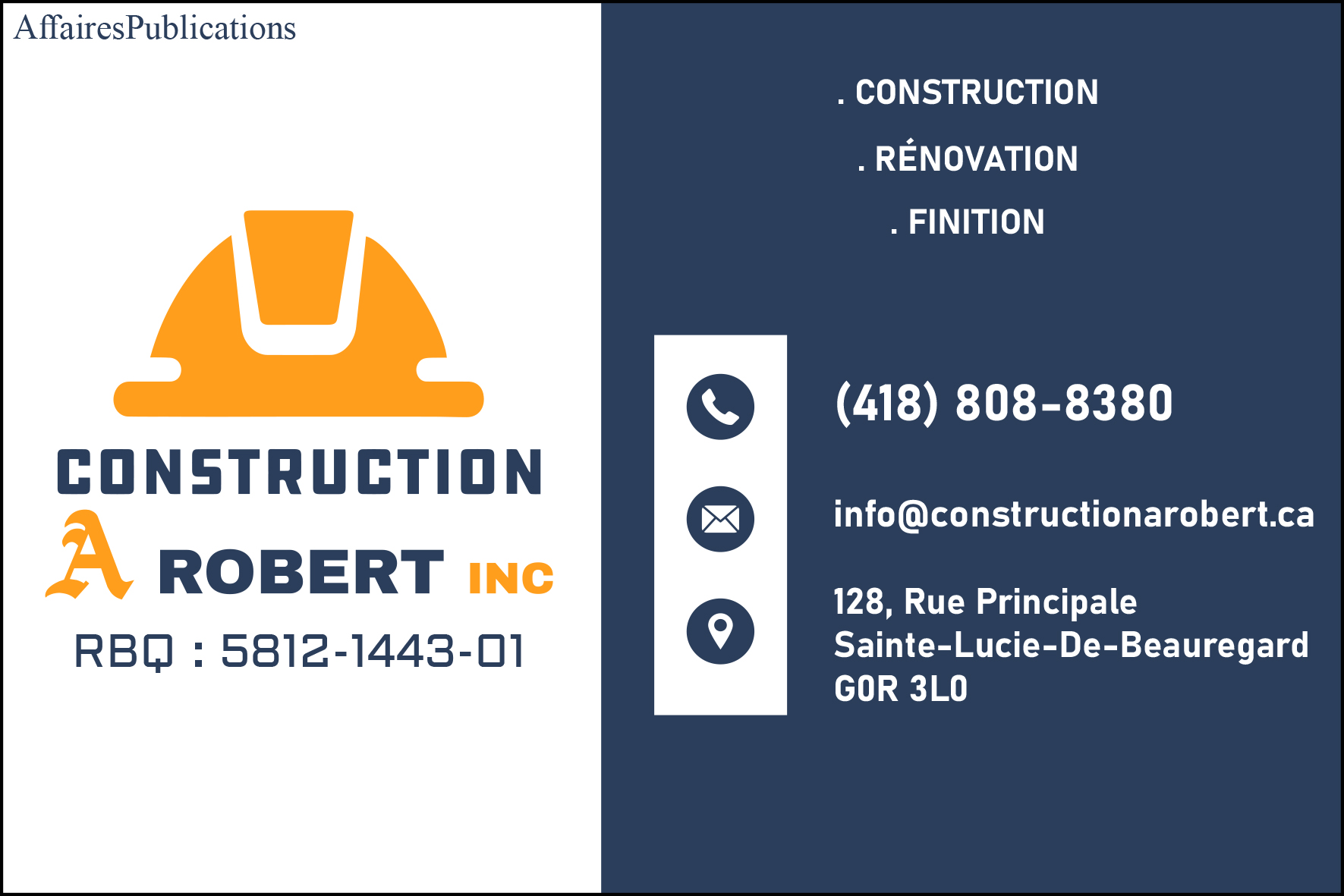 CONSTRUCTION A ROBERT INC