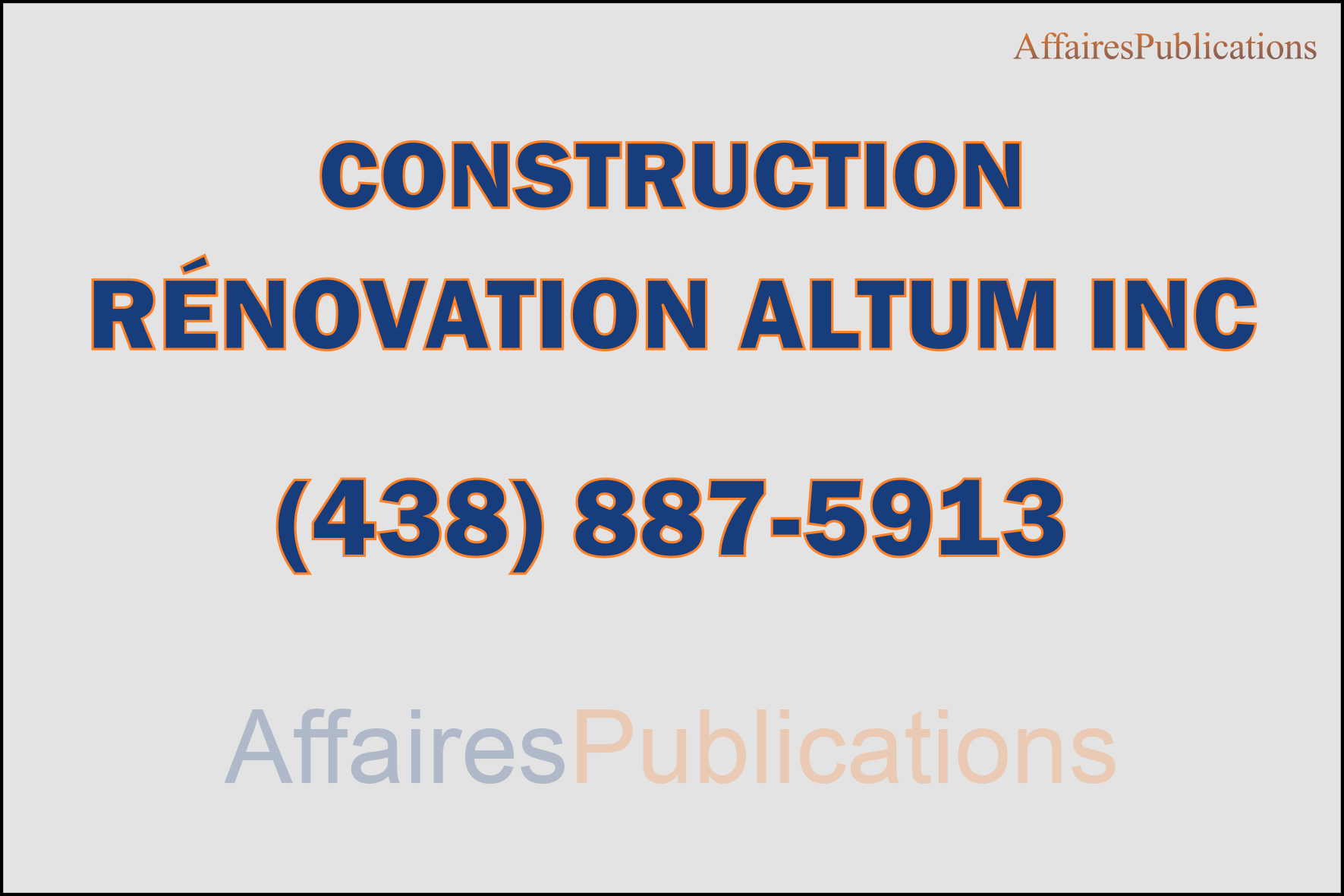 CONSTRUCTION RÉNOVATION ALTUM INC