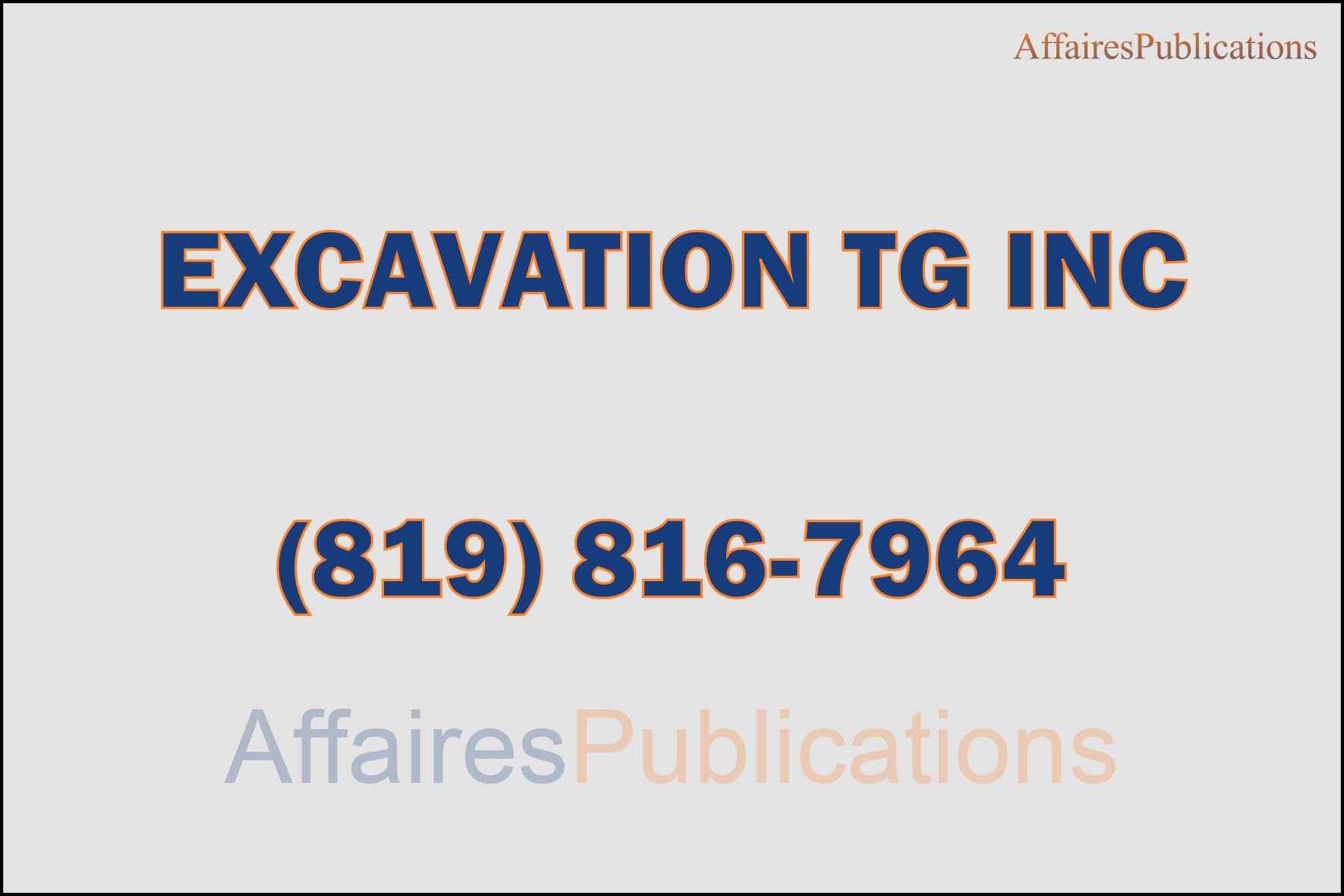 EXCAVATION TG INC