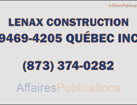 LENAX CONSTRUCTION <br/> 9469-4205 QUÉBEC INC