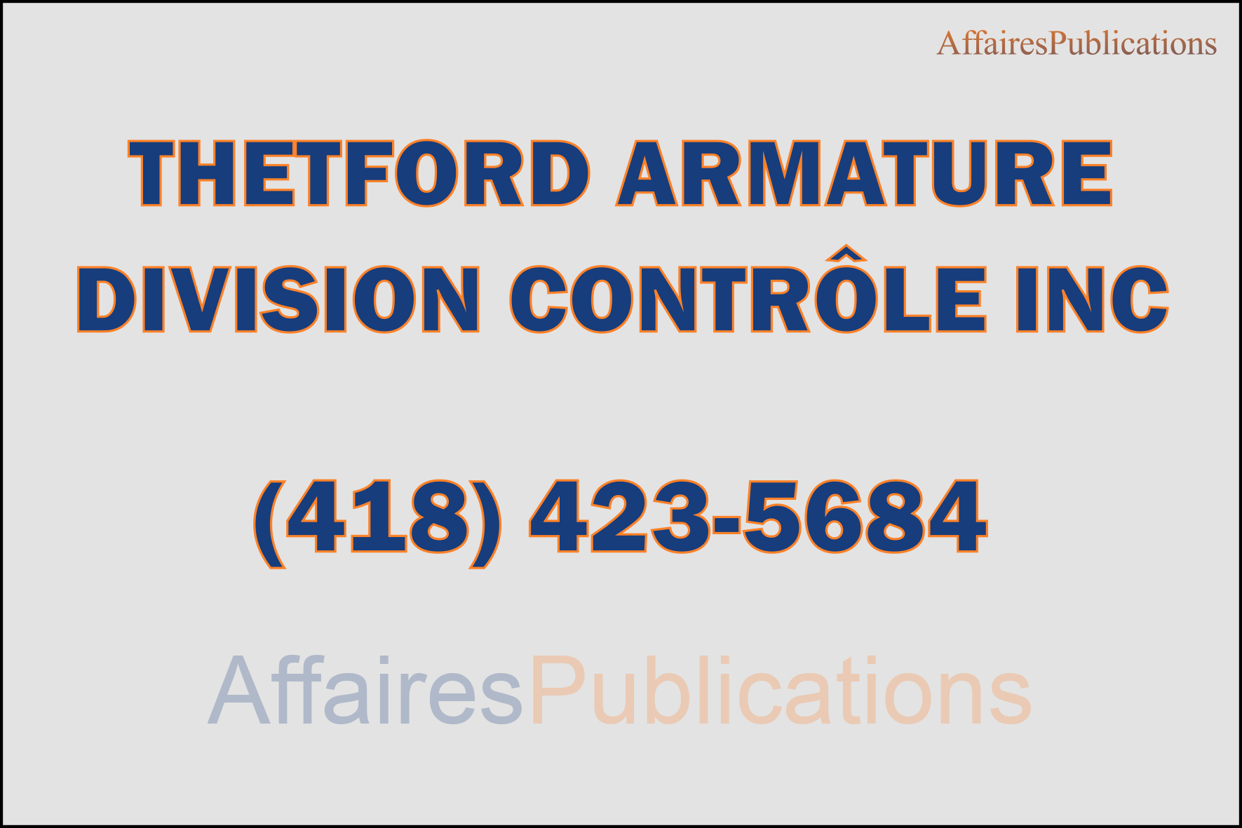 THETFORD ARMATURE DIVISION CONTRÔLE INC