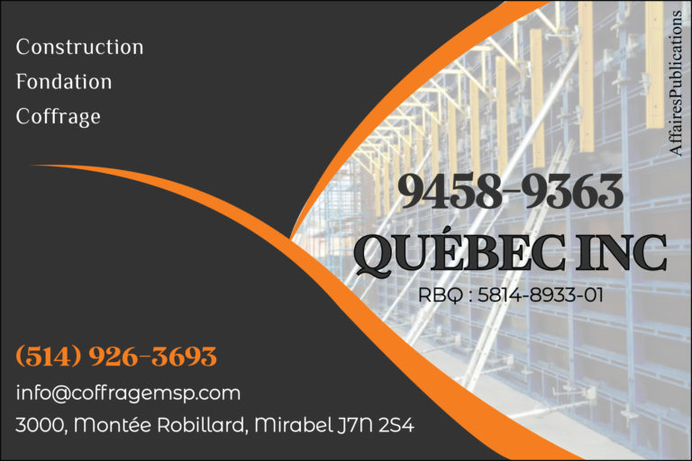 COFFRAGE MSP<BR/>9458-9363 QUÉBEC INC