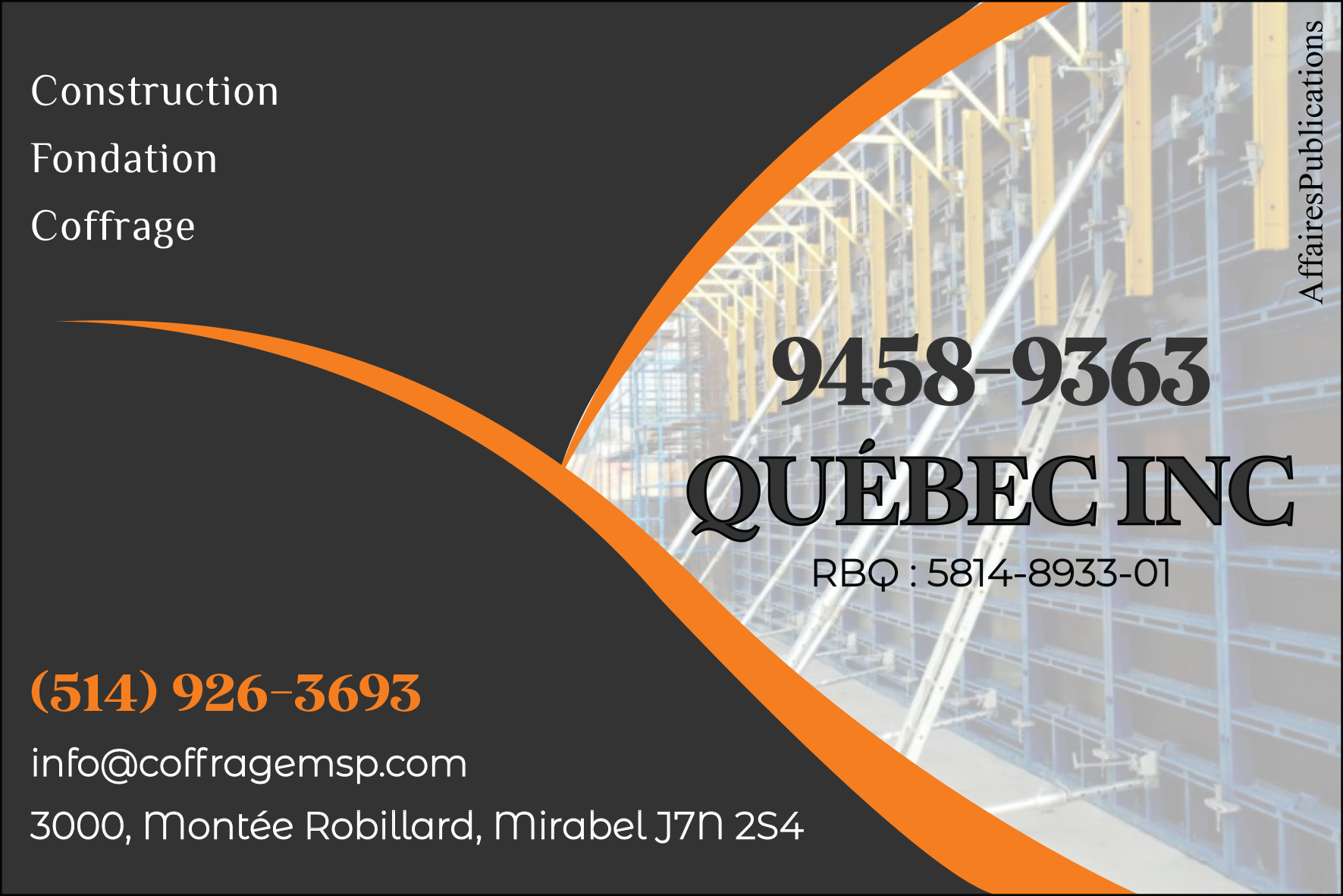 COFFRAGE MSP9458-9363 QUÉBEC INC
