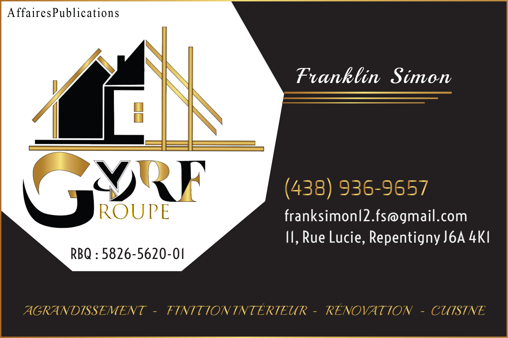 GYRF CONSTRUCTION RÉNOVATION ENTREPRENEUR GÉNÉRAL INC