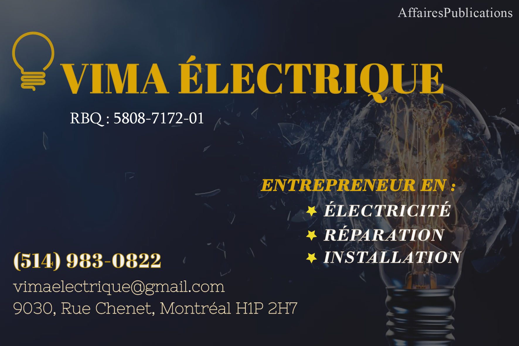 VIMA ÉLECTRIQUE INC