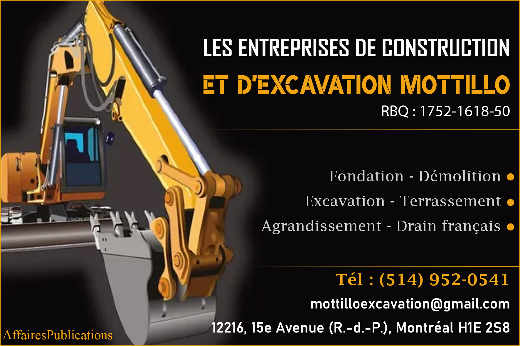 LES ENTREPRISES DE CONSTRUCTION ET D&rsquo;EXCAVATION MOTTILLO INC