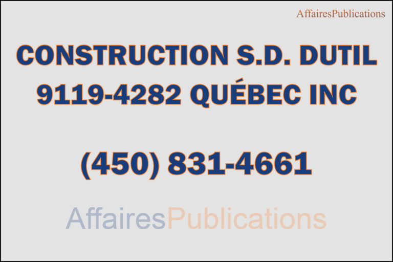 CONSTRUCTION S.D. DUTIL <br/> 9119-4282 QUÉBEC INC