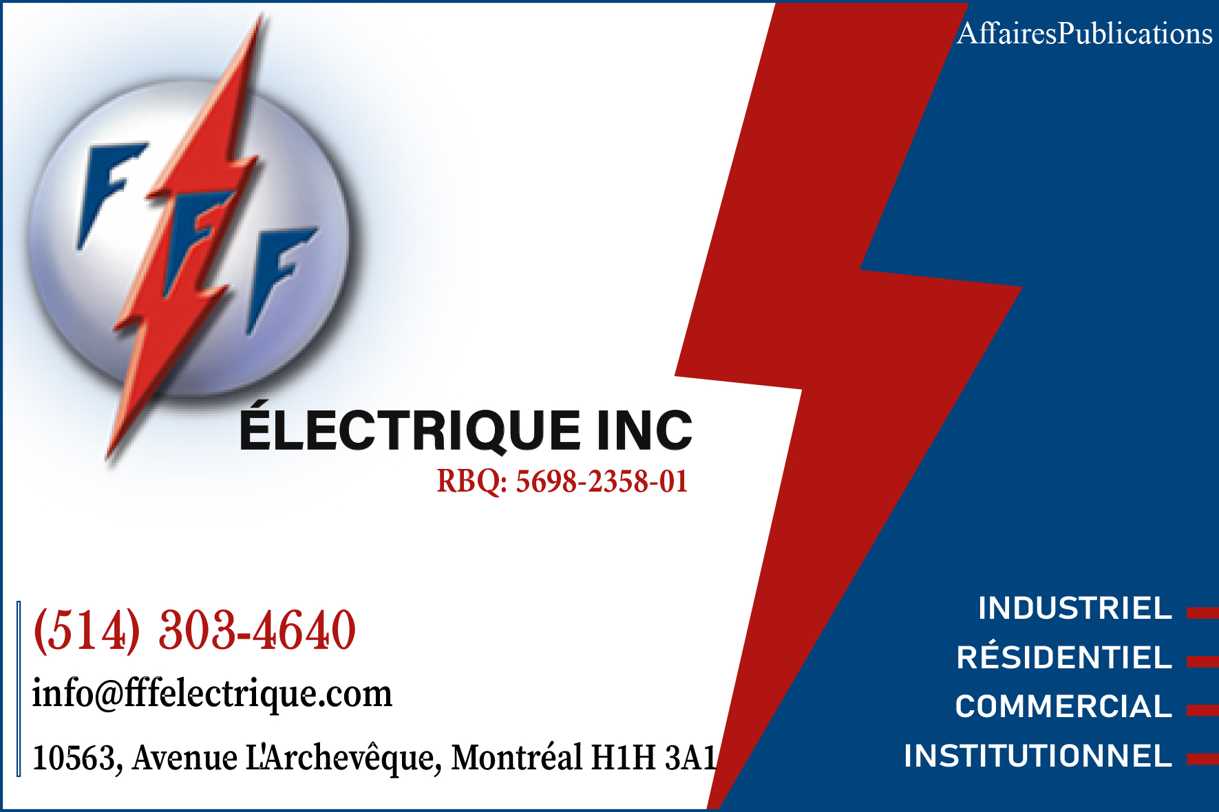 FFF ÉLECTRIQUE 2015 INC
