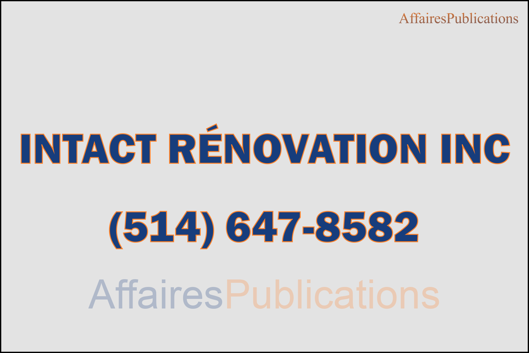 INTACT RÉNOVATION INC