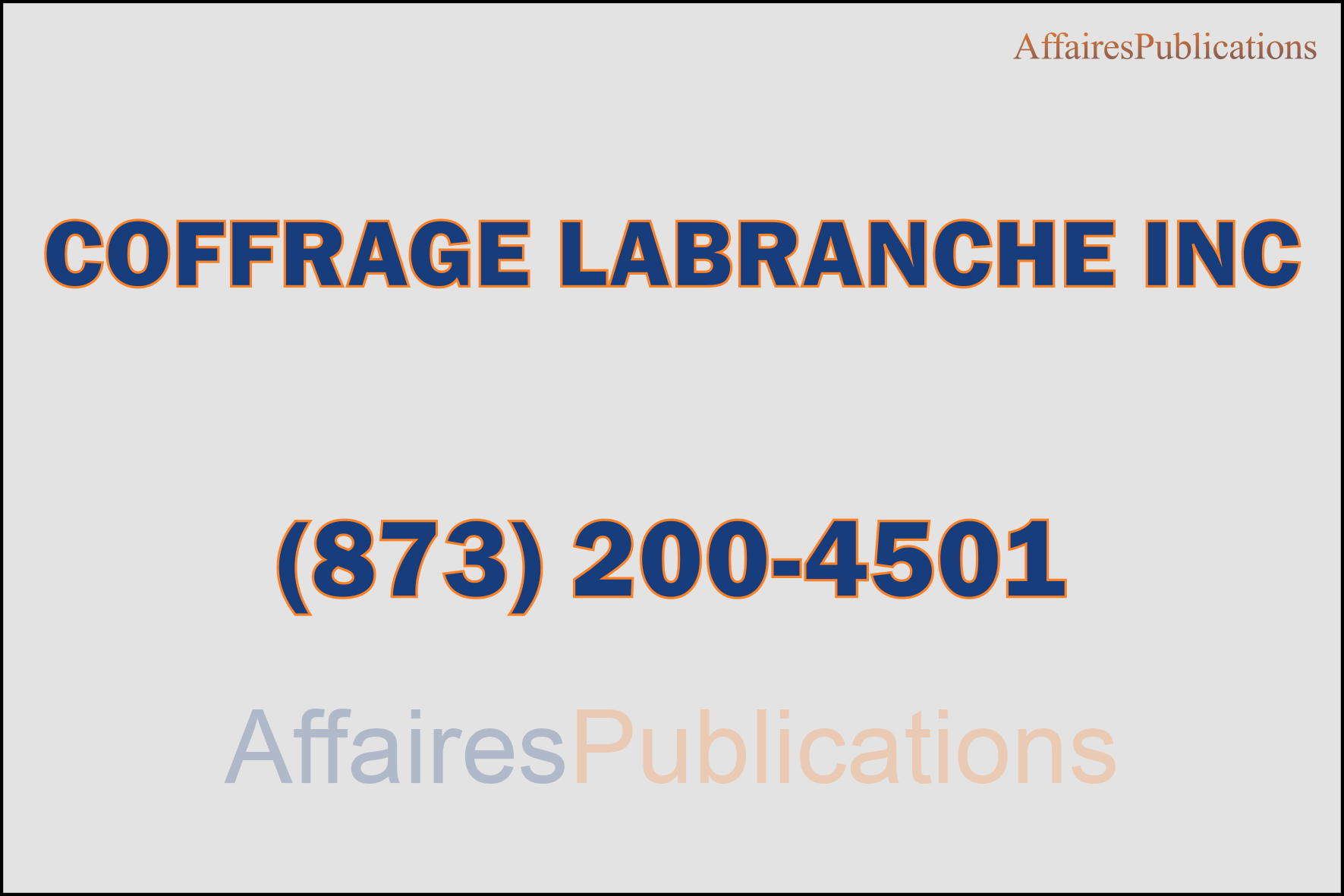 COFFRAGE LABRANCHE INC