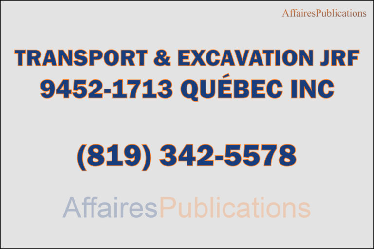 TRANSPORT & EXCAVATION JRF<br/>9452-1713 QUÉBEC INC