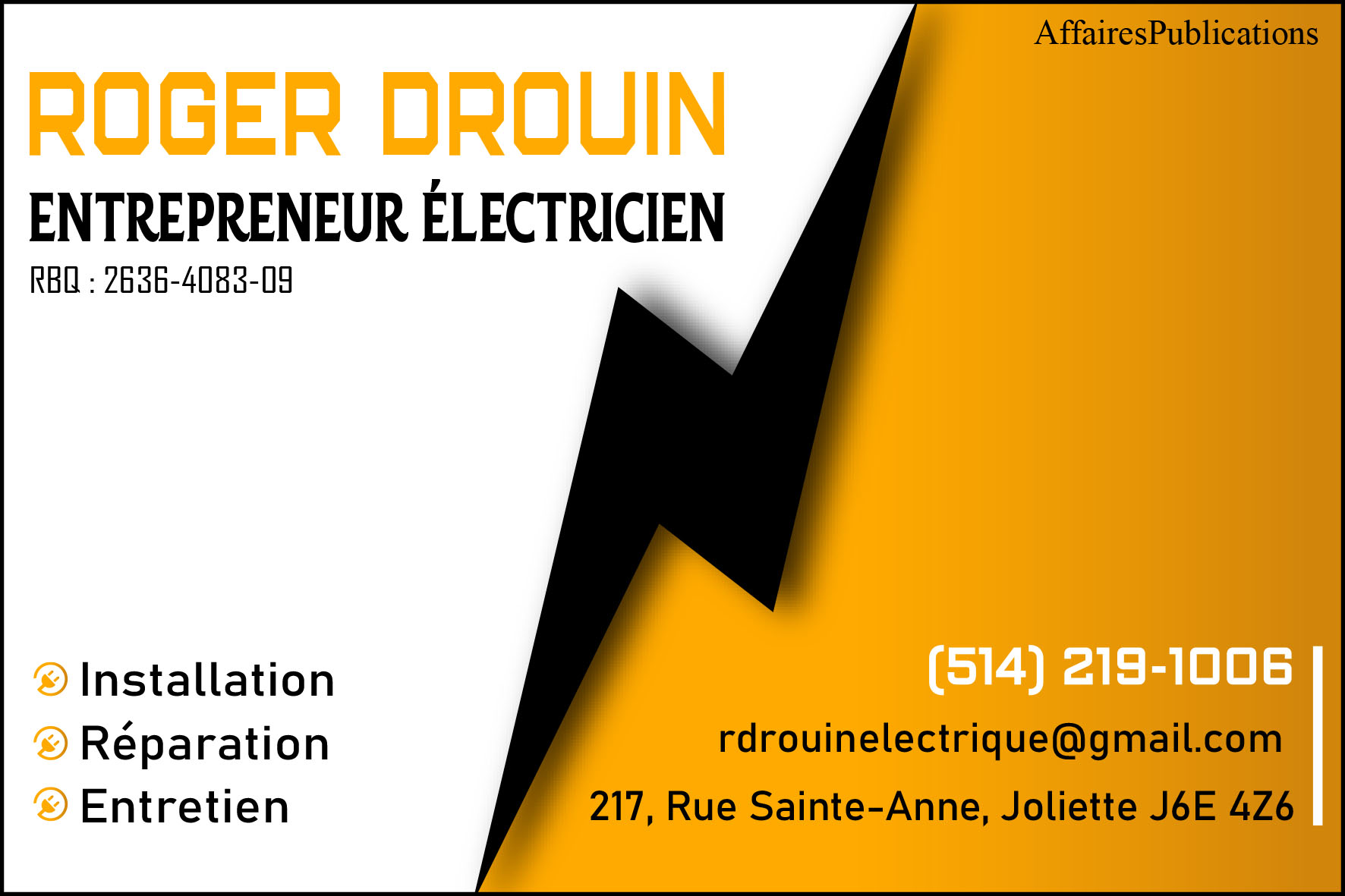 ROGER DROUIN ENTREPRENEUR ÉLECTRICIEN INC