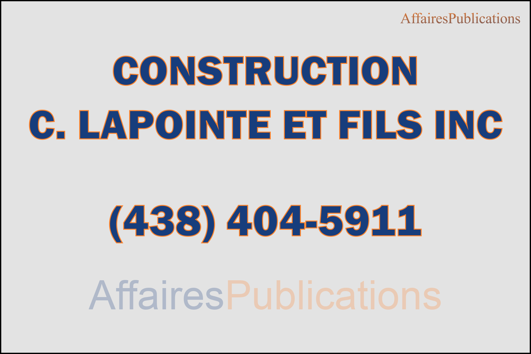 CONSTRUCTION C. LAPOINTE ET FILS INC