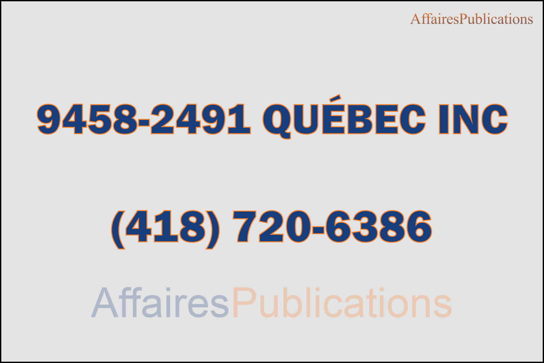 9458-2491 QUÉBEC INC