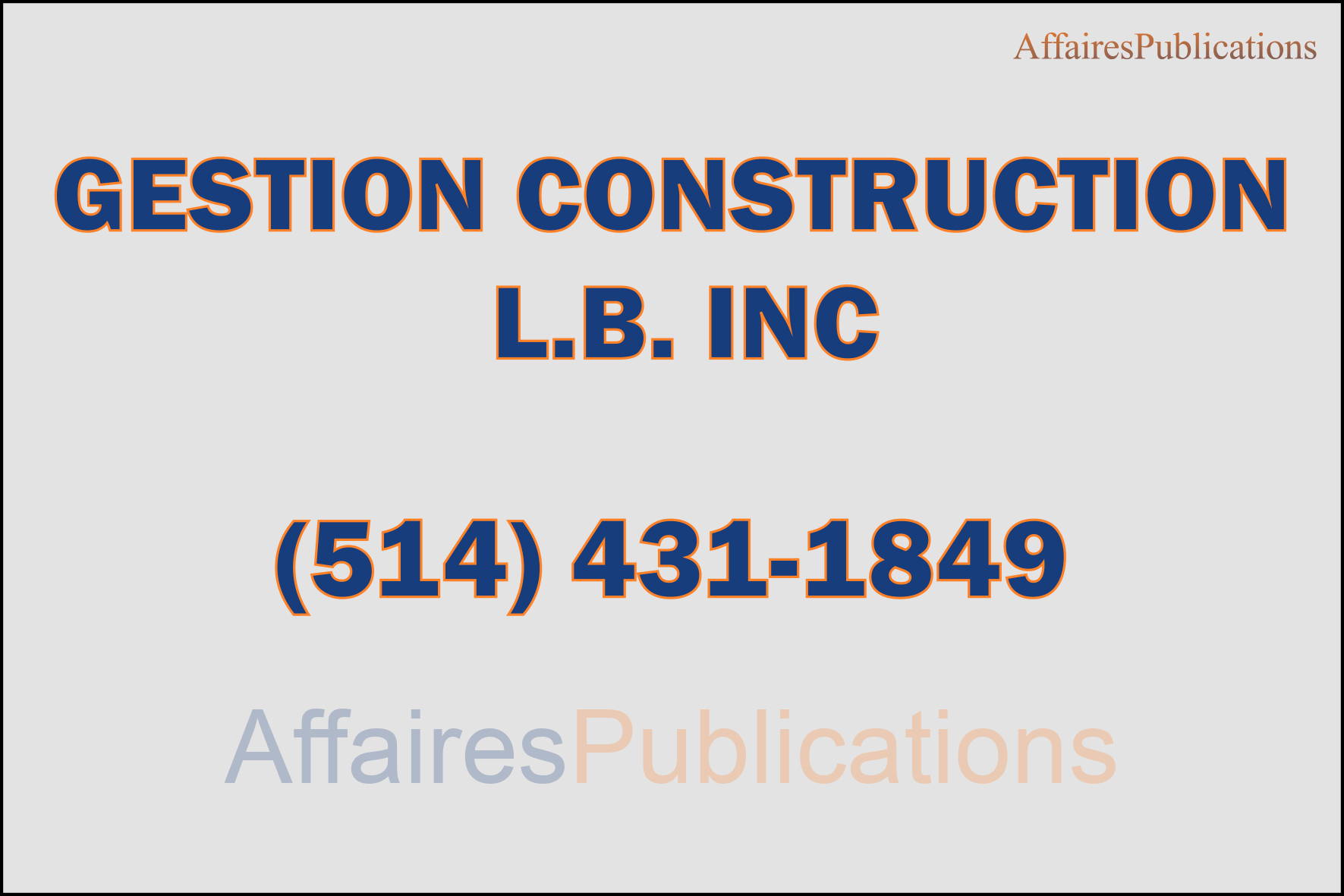 GESTION CONSTRUCTION L.B. INC