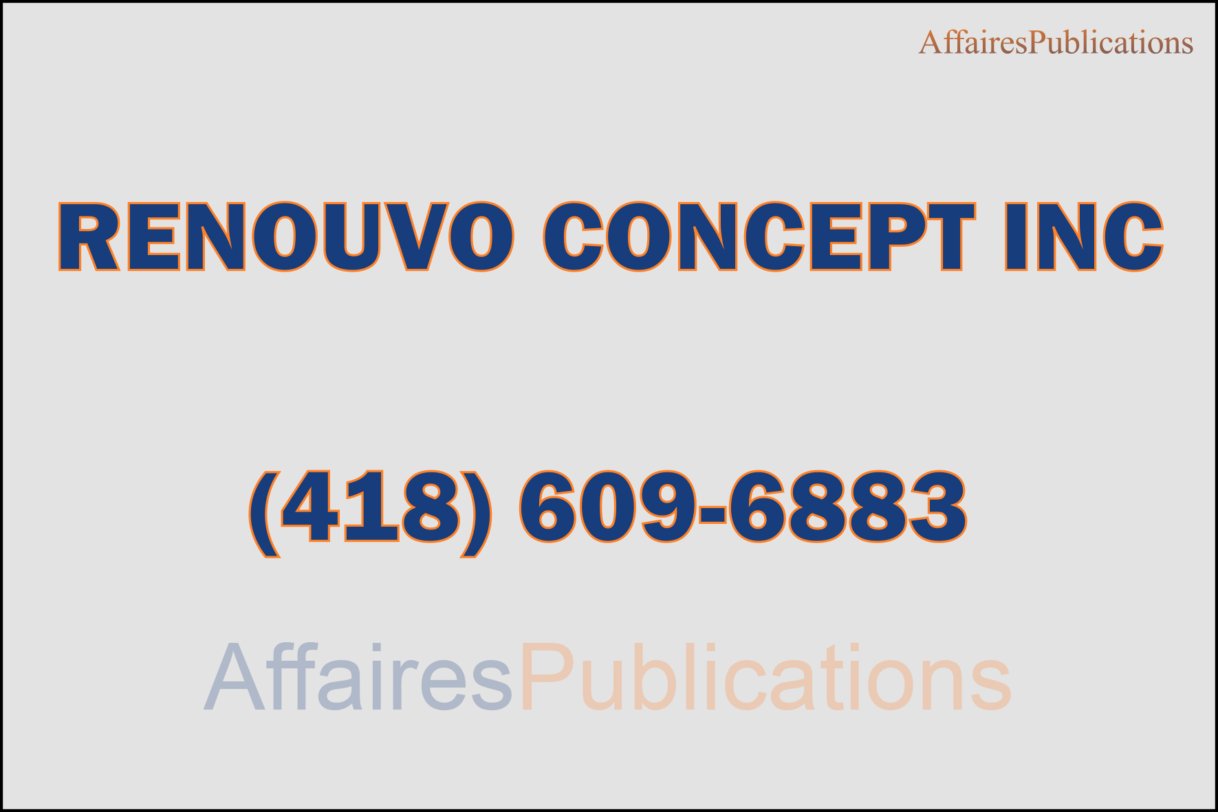 RENOUVO CONCEPT INC