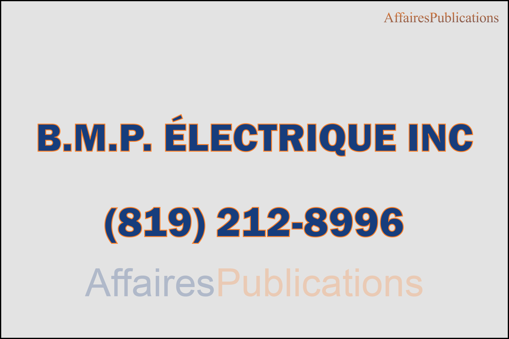 B.M.P. ÉLECTRIQUE INC
