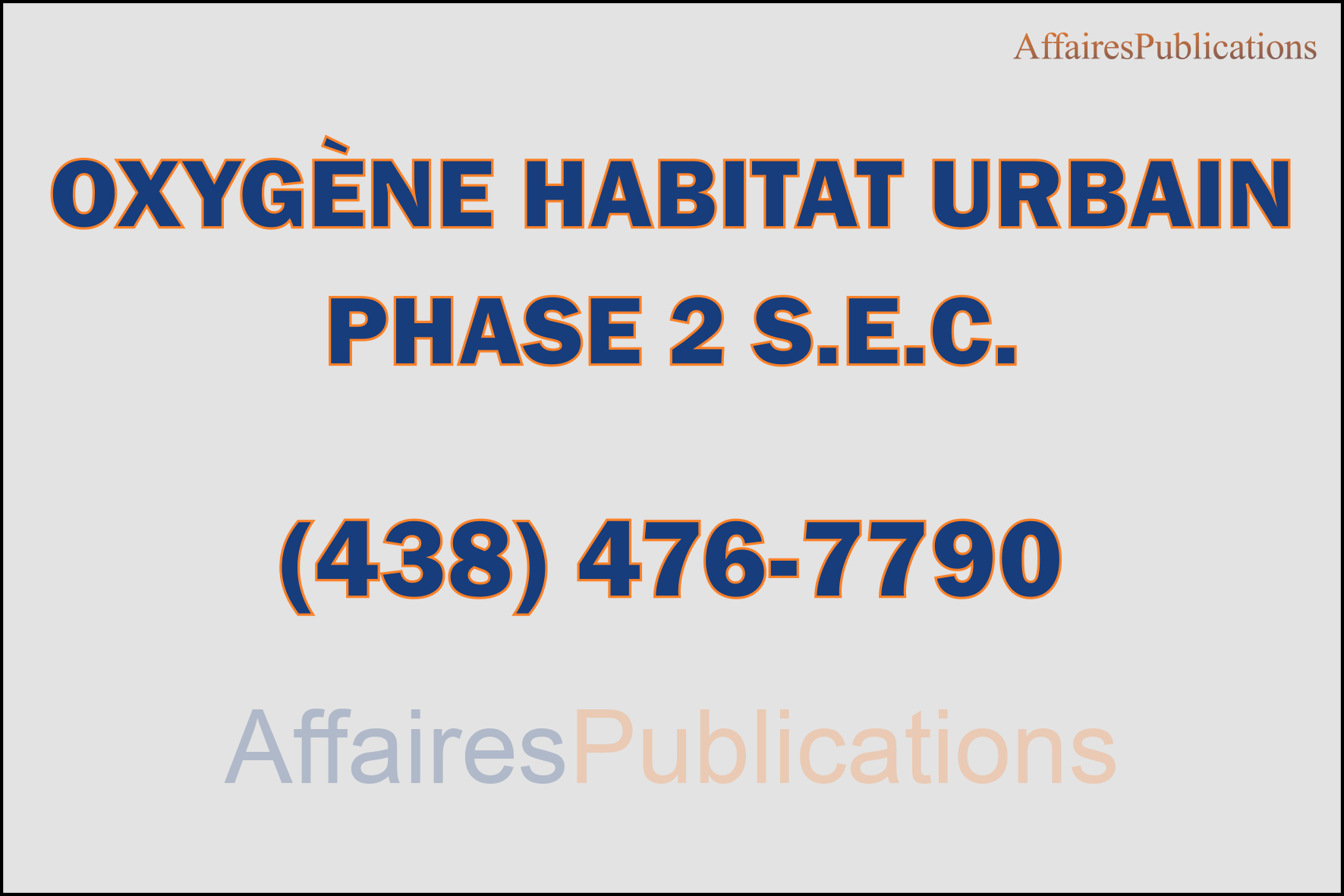 OXYGÈNE HABITAT URBAIN PHASE  2 S.E.C.