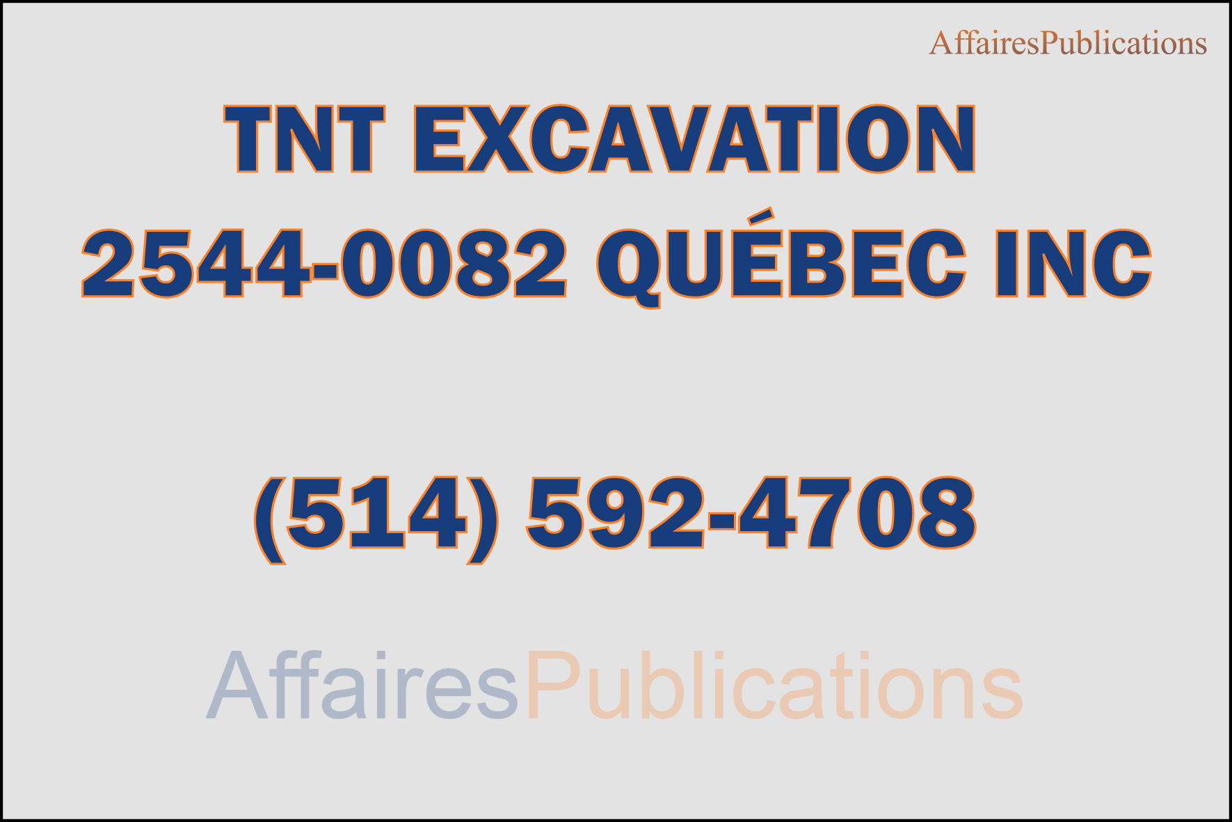 TNT EXCAVATION2544-0082 QUÉBEC INC