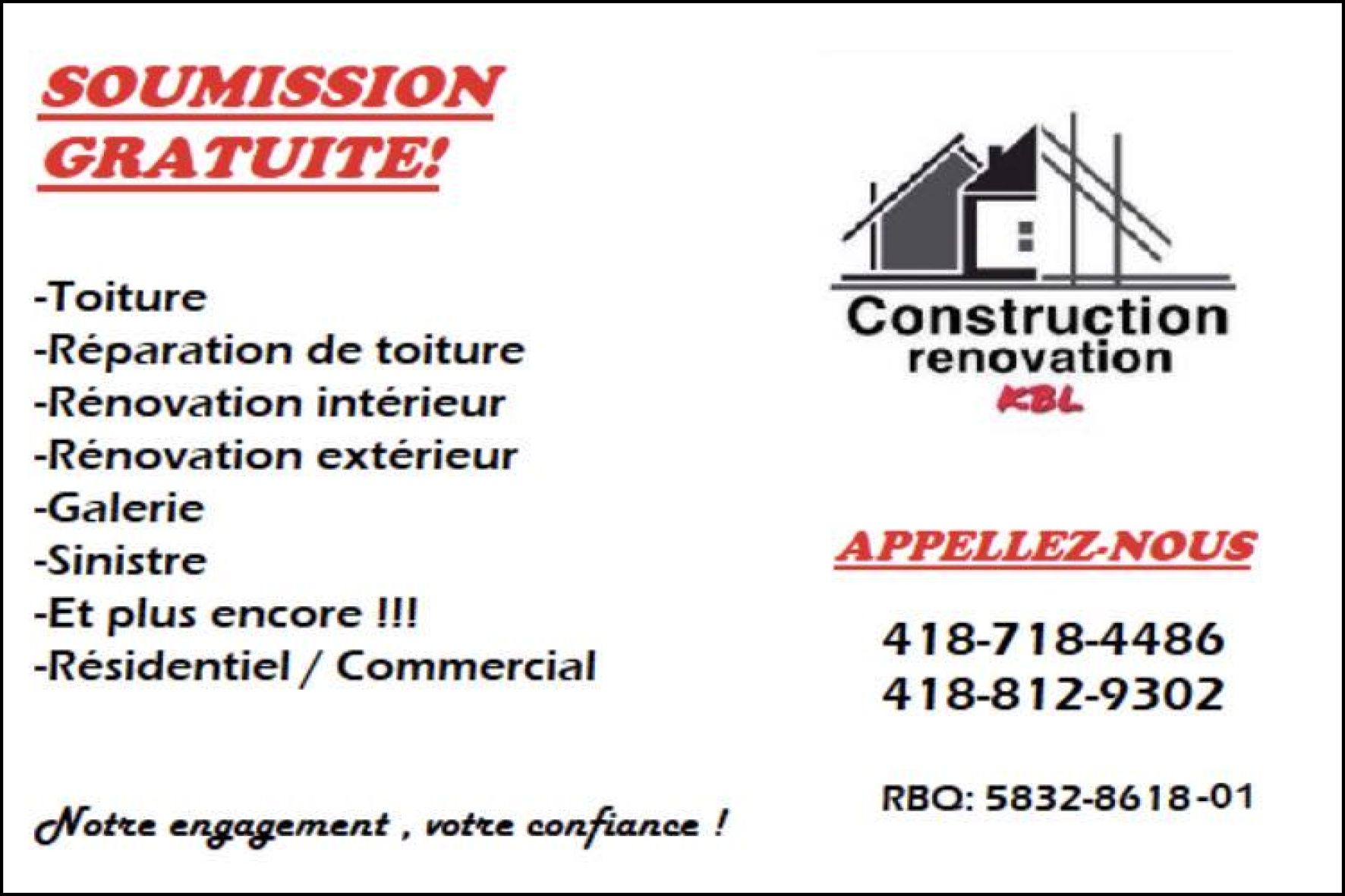 CONSTRUCTION RÉNOVATION KBL