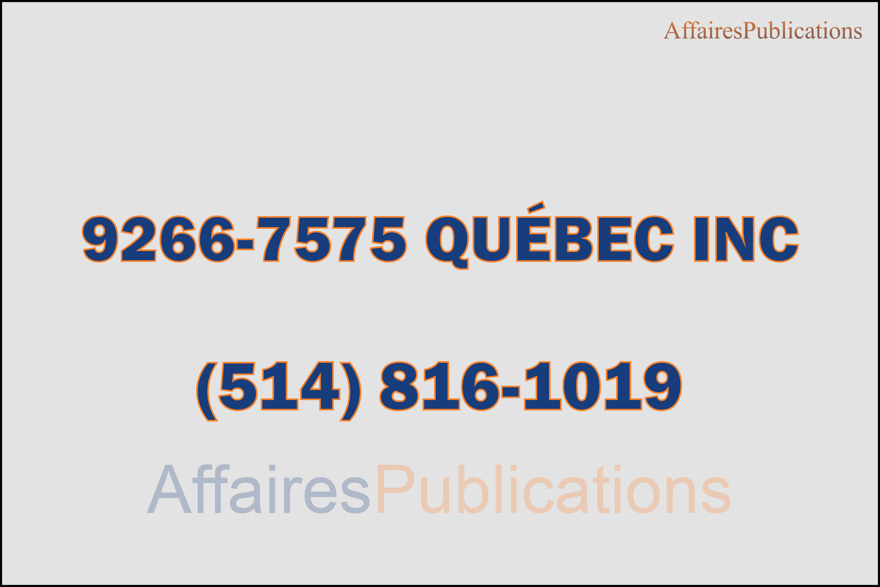 9266-7575 QUÉBEC INC
