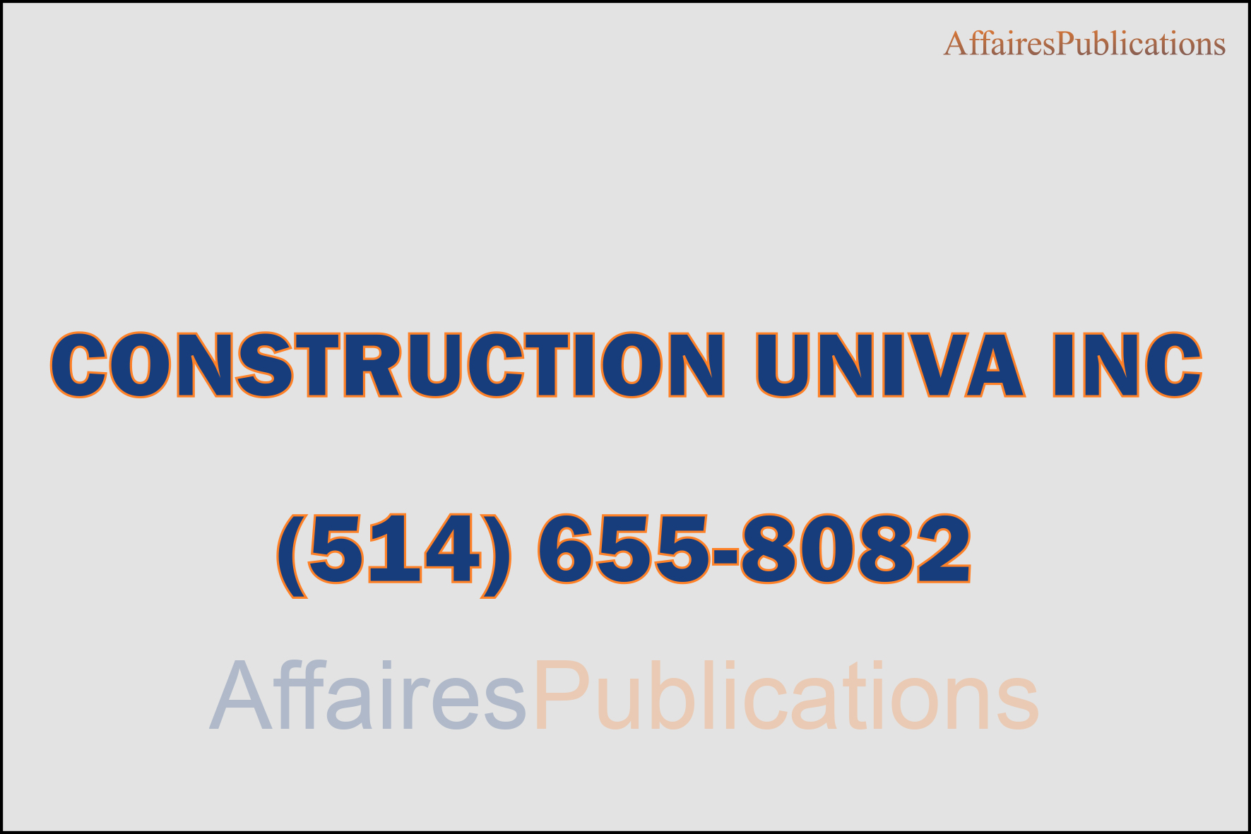 CONSTRUCTION UNIVA INC