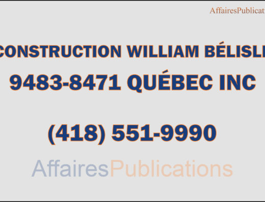 CONSTRUCTION WILLIAM BÉLISLE <br/> 9483-8471 QUÉBEC INC