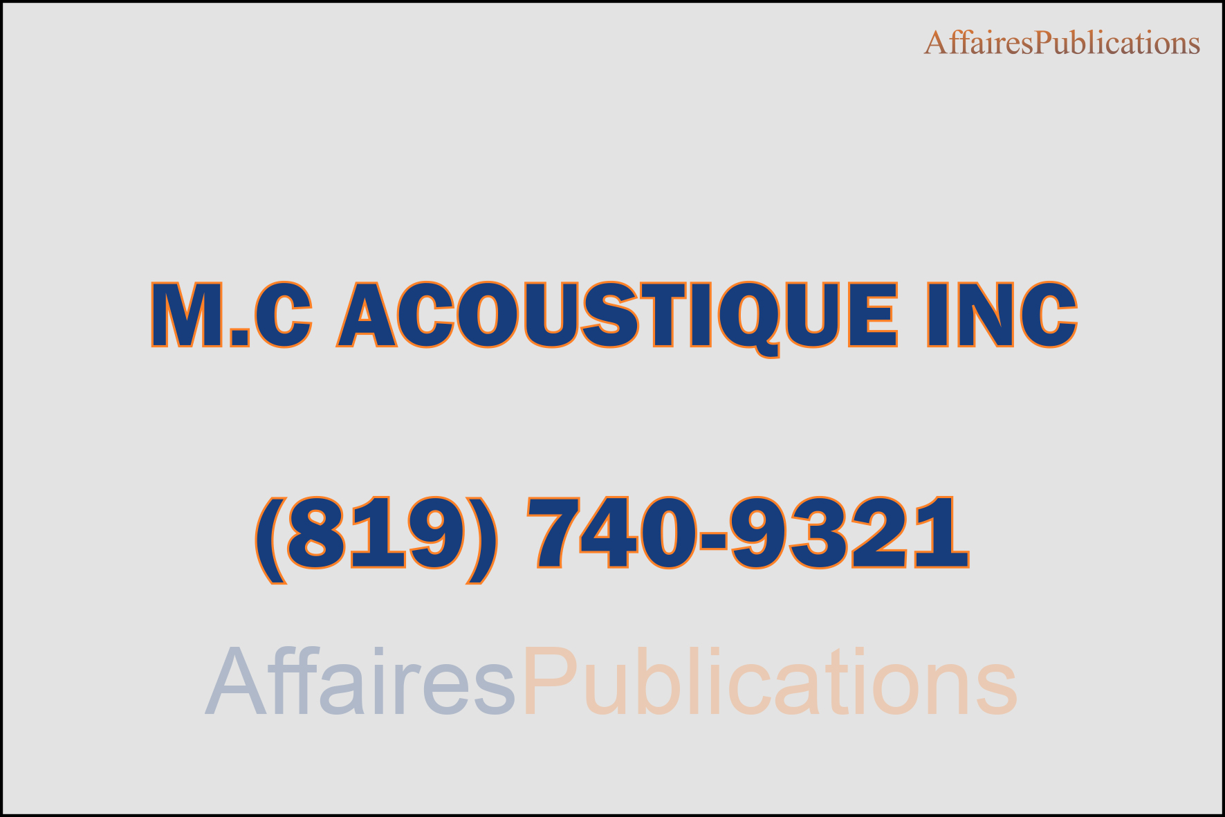 M.C ACOUSTIQUE INC