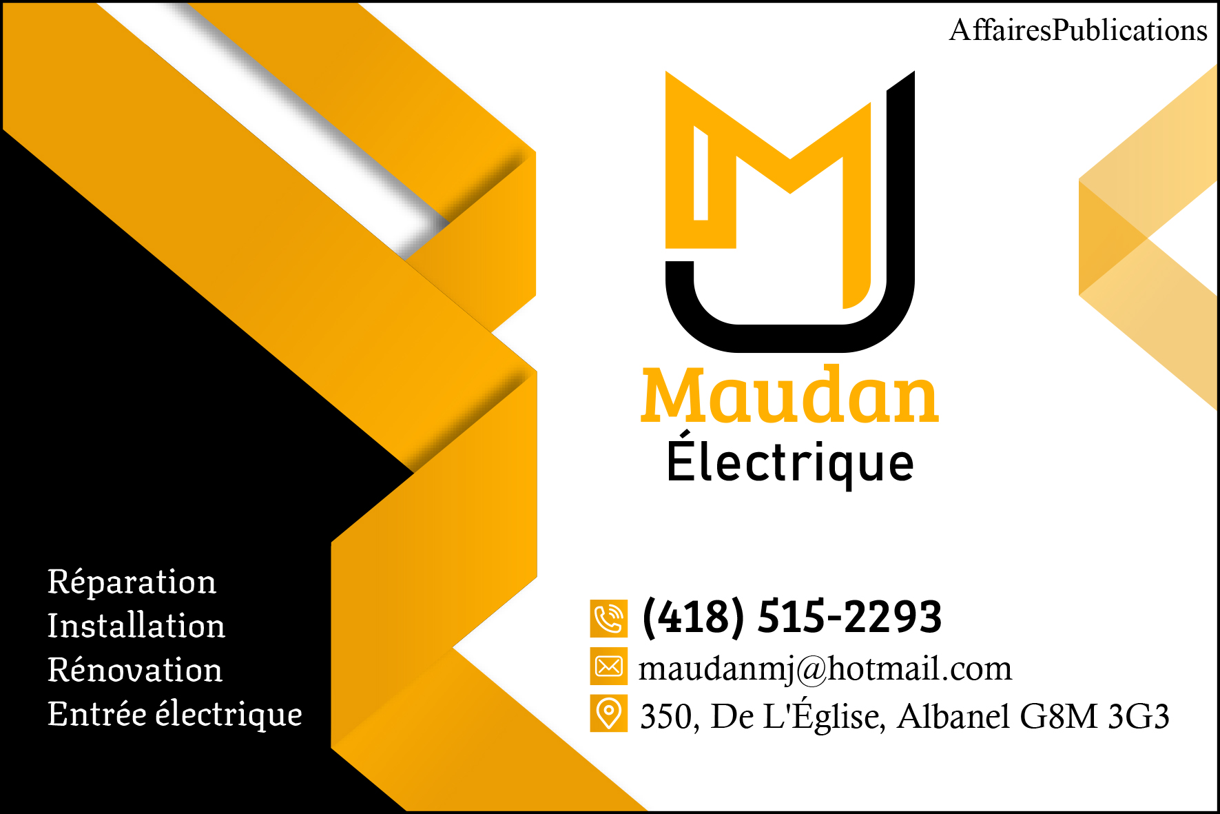MAUDAN MJ ÉLECTRIQUE  9281-3864 QUÉBEC INC