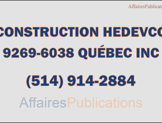 CONSTRUCTION HEDEVCO <br/> 9269-6038 QUÉBEC INC