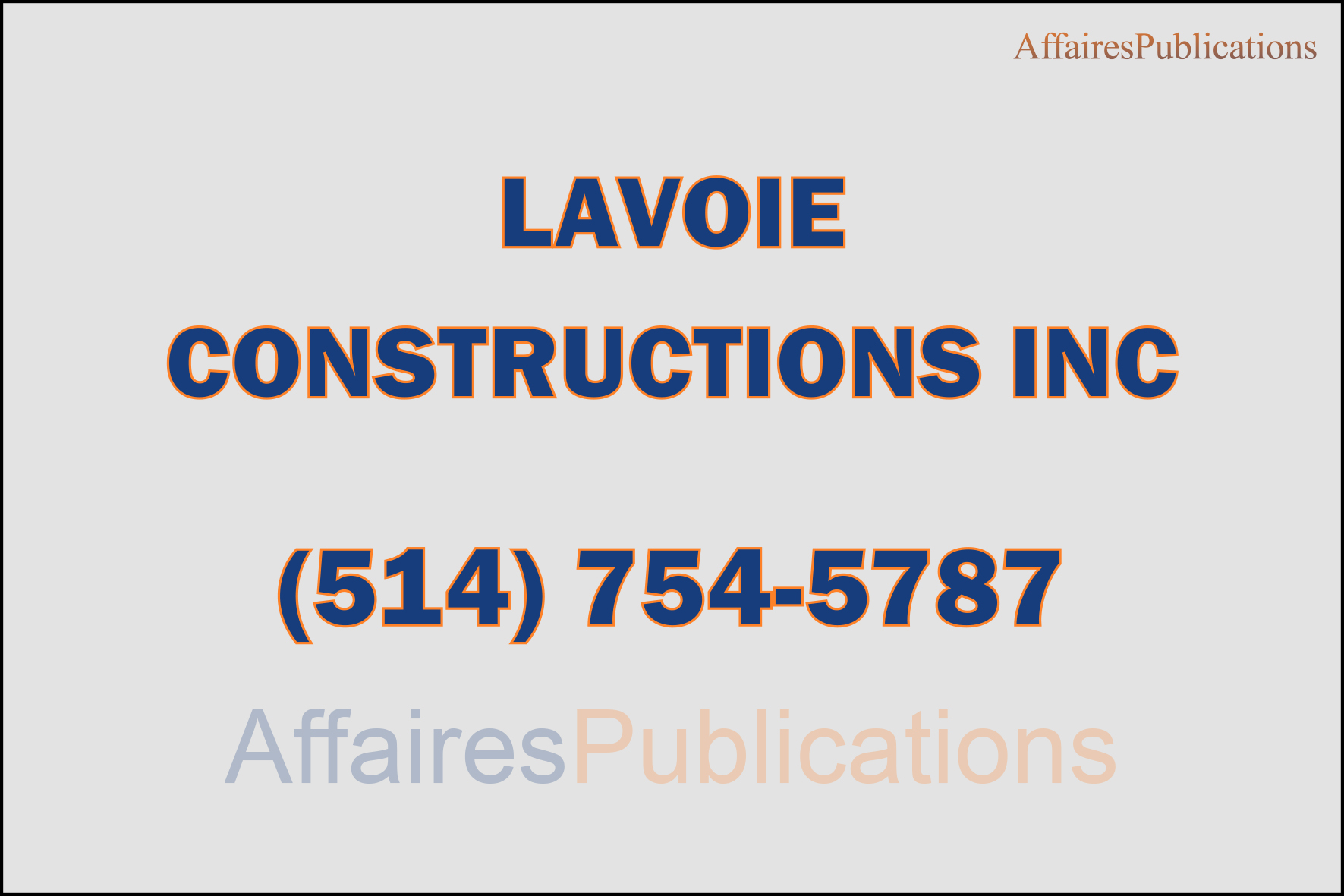 LAVOIE CONSTRUCTIONS INC