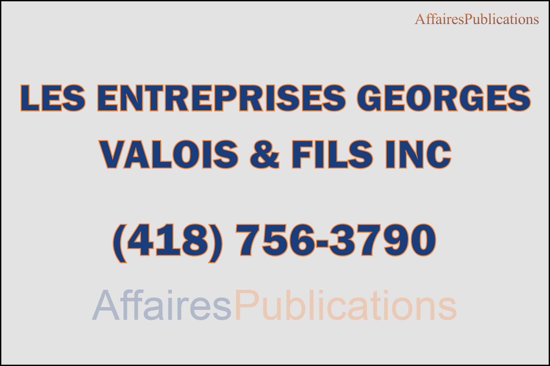 LES ENTREPRISES GEORGES VALOIS & FILS INC