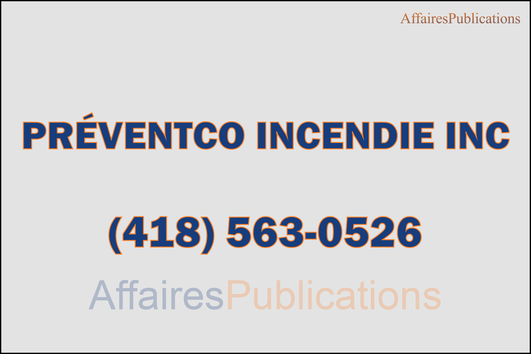 PRÉVENTCO INCENDIE INC