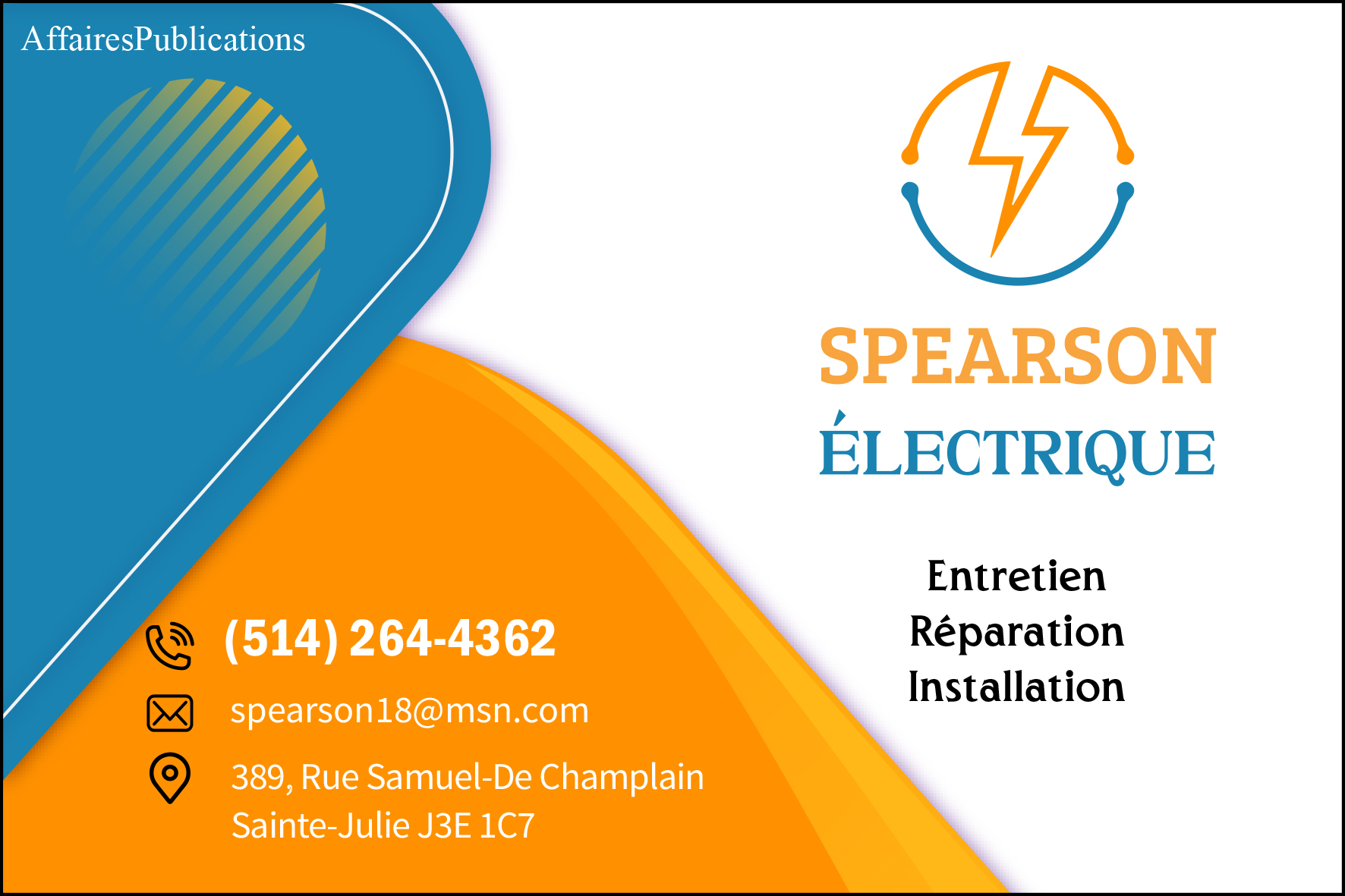 SPEARSON ÉLECTRIQUE INC