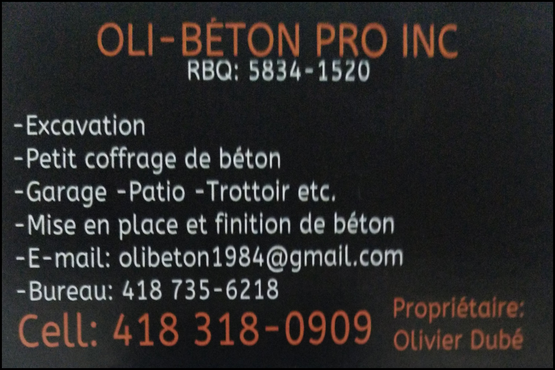 OLI-BÉTON PRO INC