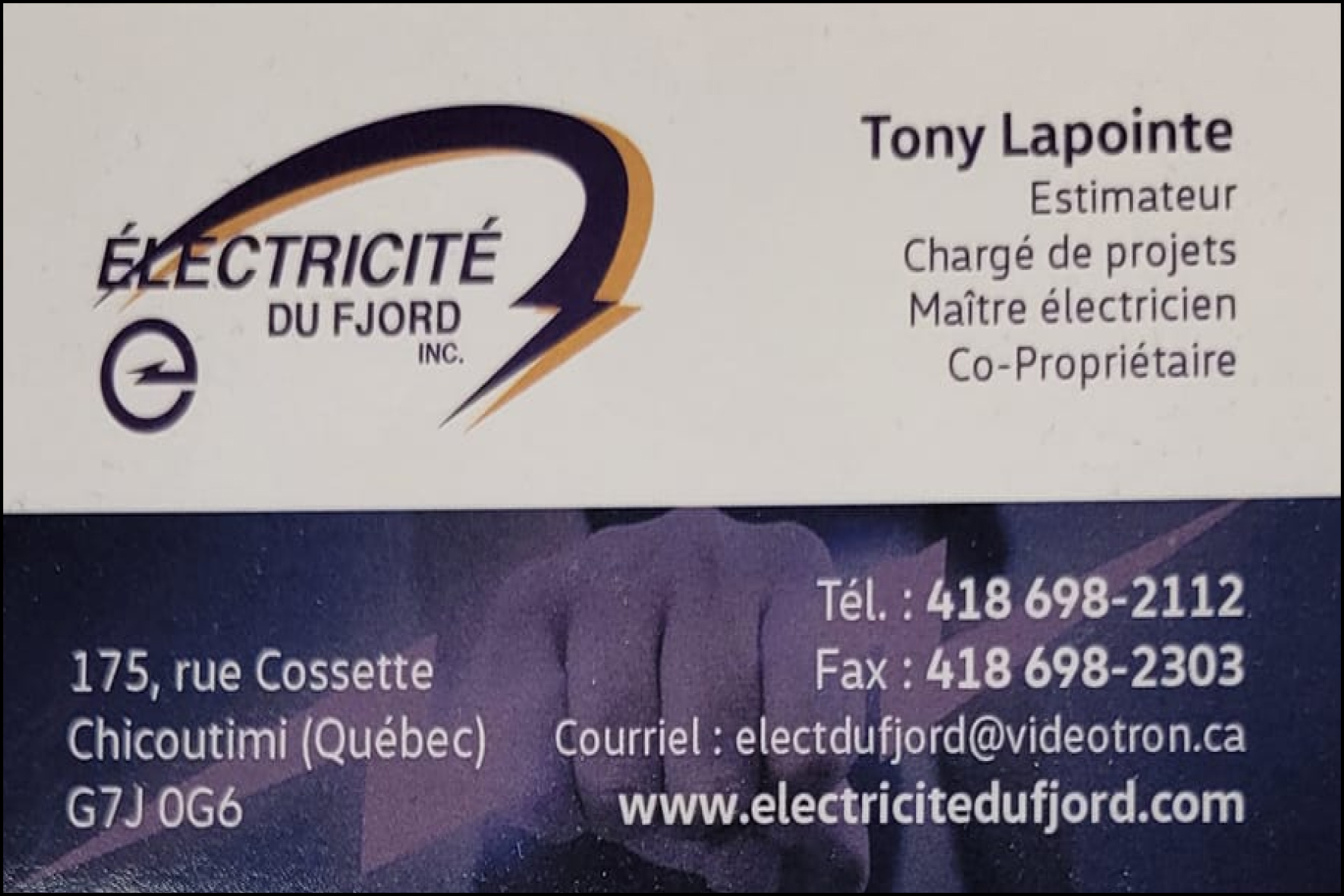 ÉLECTRICITÉ DU FJORD INC